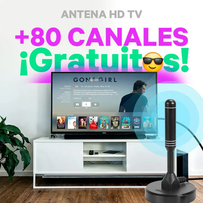 Antena de TV ULTRA HD + 80 Canales Gratis